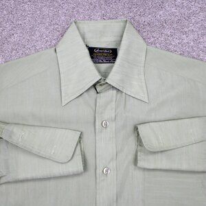 Vintage Sears Best Dress Shirt Mens 15 1/2, 33 Green Perma-Prest Poly/Cotton L/S